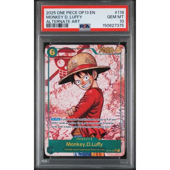 Other - One Piece Monkey D. Luffy Op13 118 Alt Art PSA 10 Carrying On His Will English